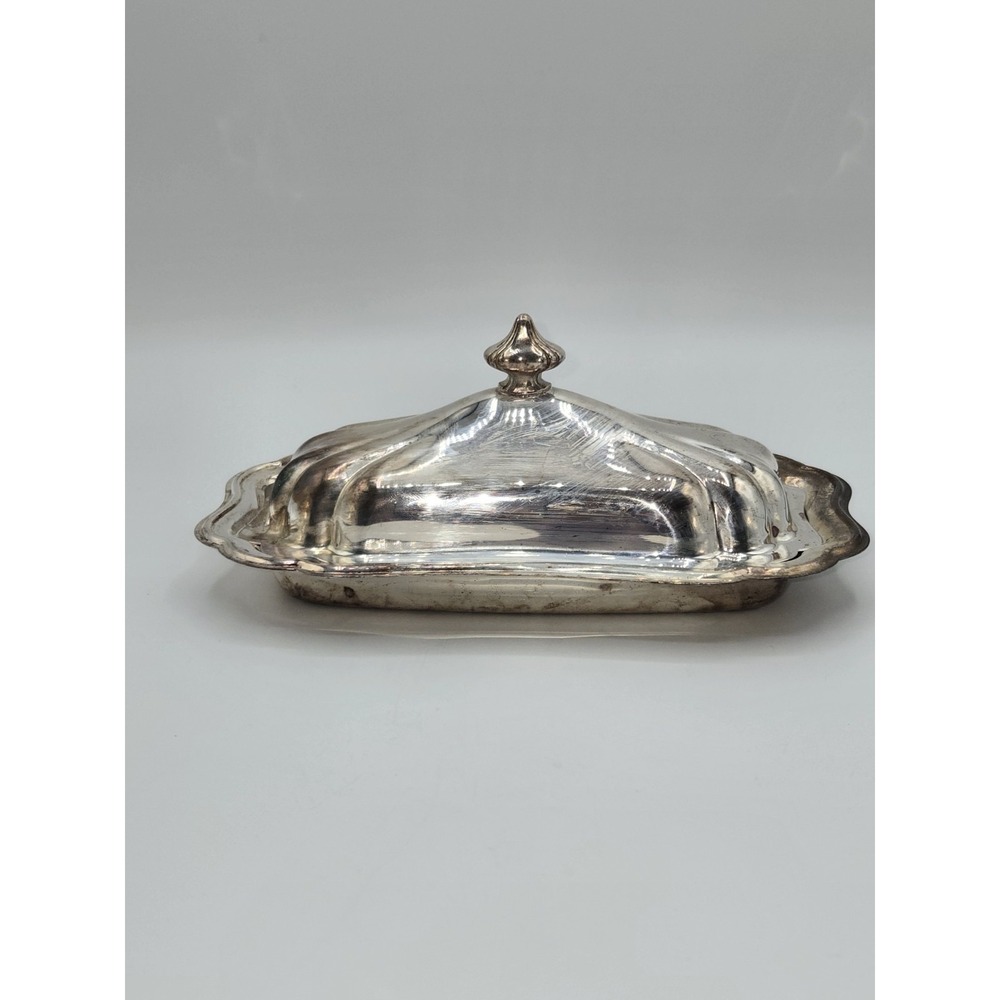 Gorham Heritage Silverplate Butter Dish With Lid and Glass Insert 7.5" X 3.1/4"